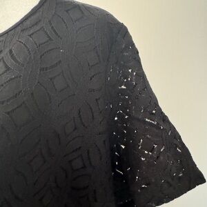 Black Short Sleeve Lace Tee